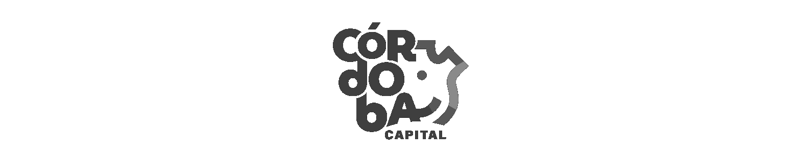 Logotipo de Córdoba Capital con letras estilizadas dentro de un contorno de mapa.