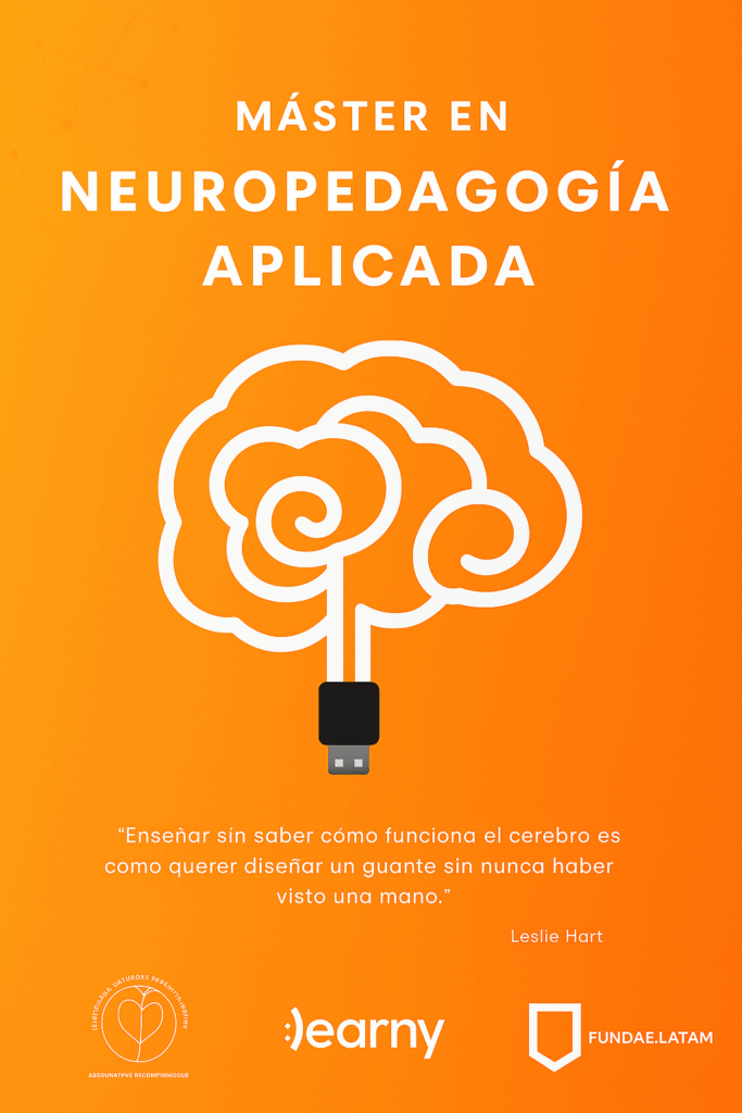 Portada del Máster en Neuropegagogía Aplicada con un cerebro conectado por USB.