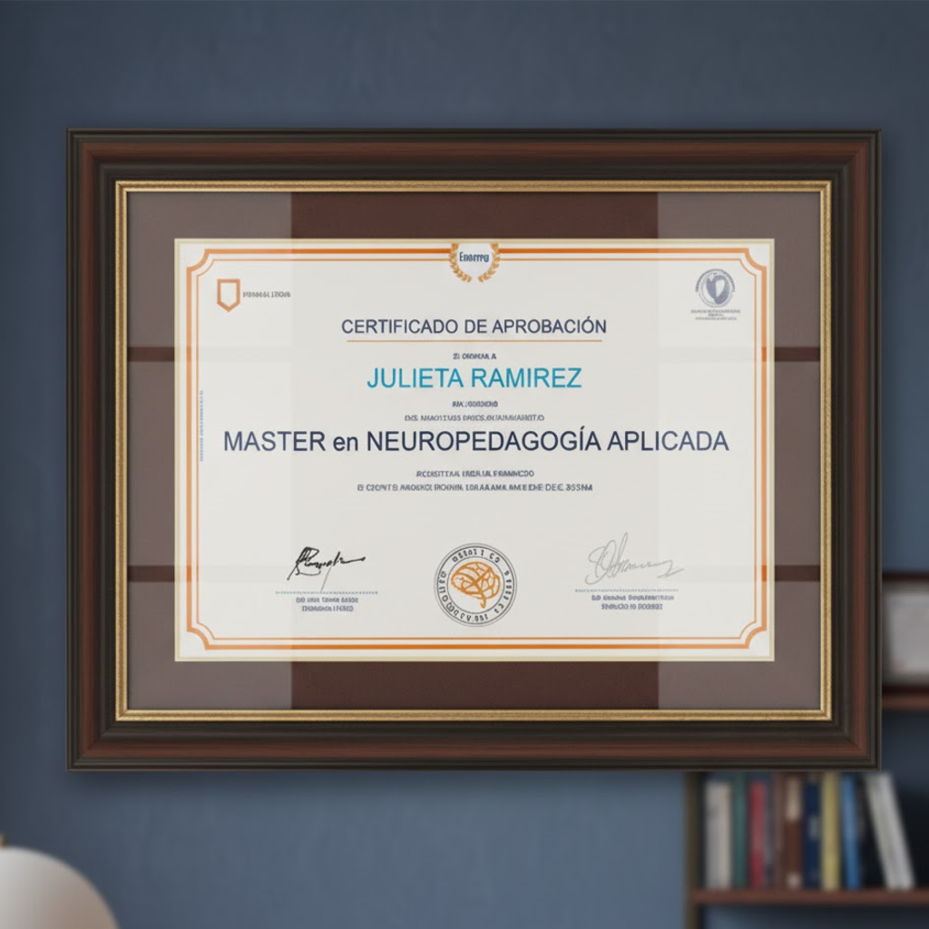 Certificado de "Master en Neuropedagogía Aplicada" de Julieta Ramirez. Diploma académico.