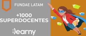 Superdocente volando con libros, imagen de Fundae Latam y +1000 Superdocentes.